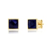 Thumbnail Image 1 of Princess-Cut Blue Lab-Created Sapphire Polished Frame Stud Earrings in 10K Gold