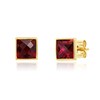 Thumbnail Image 1 of Princess-Cut Lab-Created Ruby Polished Frame Stud Earrings in 10K Gold
