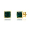 Thumbnail Image 1 of Princess-Cut Lab-Created Emerald Polished Frame Stud Earrings in 10K Gold