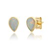 Thumbnail Image 1 of Pear-Shaped Lab-Created Opal Polished Frame Stud Earrings in 10K Gold
