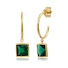 Thumbnail Image 1 of Princess-Cut Lab-Created Emerald Dangle J-Hoop Earrings in 10K Gold