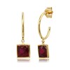 Thumbnail Image 1 of Princess-Cut Lab-Created Ruby Dangle J-Hoop Earrings in 10K Gold