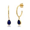 Thumbnail Image 0 of Pear-Shaped Blue Lab-Created Sapphire Dangle J-Hoop Earrings in 10K Gold
