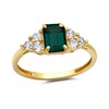 Thumbnail Image 1 of Emerald-Cut Lab-Created Emerald and White Sapphire Tri-Sides Ring in 10K Gold