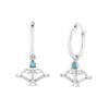Thumbnail Image 1 of Enchanted Disney Merida Blue Topaz and 1/10 CT. T.W. Diamond Bow Dangle Hoop Earrings in Sterling Silver