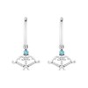 Thumbnail Image 2 of Enchanted Disney Merida Blue Topaz and 1/10 CT. T.W. Diamond Bow Dangle Hoop Earrings in Sterling Silver