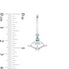 Thumbnail Image 3 of Enchanted Disney Merida Blue Topaz and 1/10 CT. T.W. Diamond Bow Dangle Hoop Earrings in Sterling Silver