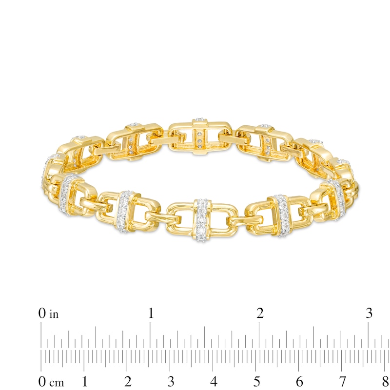 Main Image 4 of Men's 2 CT. T.W. Diamond Link Bracelet in 10K Gold – 8.5"
