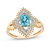 Thumbnail Image 1 of Enchanted Disney Jasmine Oval Swiss Blue Topaz and 1/10 CT. T.W. Diamond Ornate Ring in 10K Gold