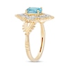 Thumbnail Image 2 of Enchanted Disney Jasmine Oval Swiss Blue Topaz and 1/10 CT. T.W. Diamond Ornate Ring in 10K Gold