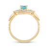 Thumbnail Image 3 of Enchanted Disney Jasmine Oval Swiss Blue Topaz and 1/10 CT. T.W. Diamond Ornate Ring in 10K Gold