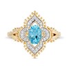 Thumbnail Image 4 of Enchanted Disney Jasmine Oval Swiss Blue Topaz and 1/10 CT. T.W. Diamond Ornate Ring in 10K Gold