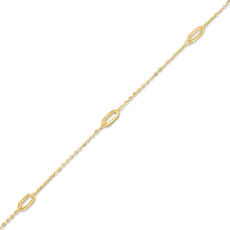 Sideways Ovals Station Anklet in 10K Gold - 10"