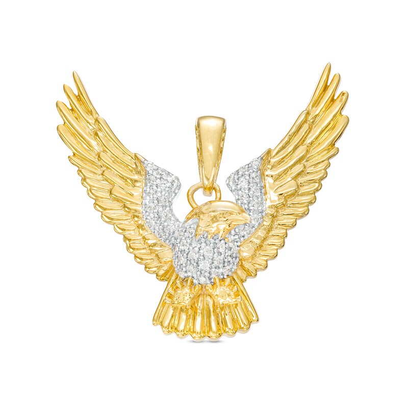 Main Image 1 of Men's 1/6 CT. T.W. Diamond Flying Eagle Necklace Charm in 10K Gold