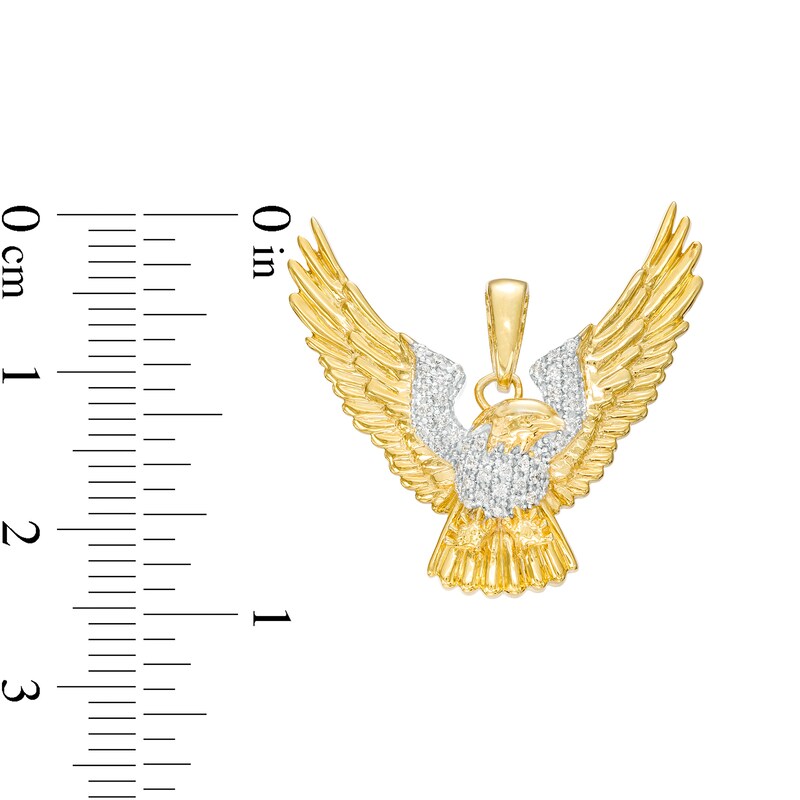 Main Image 2 of Men's 1/6 CT. T.W. Diamond Flying Eagle Necklace Charm in 10K Gold