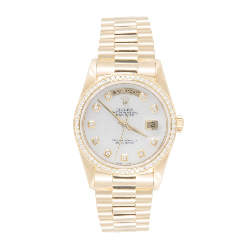 Main Image 1 of Previously Owned - Men's Rolex Day-Date 36 1 CT. T.W. Diamond 18K Gold Automatic Watch (Model: 18038)