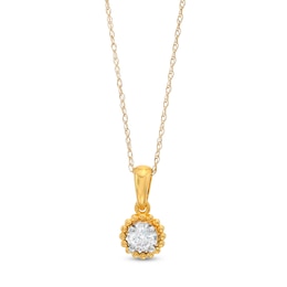 1/6 CT. Diamond Solitaire Bead Frame Drop Pendant in 10K Gold (I/I3)
