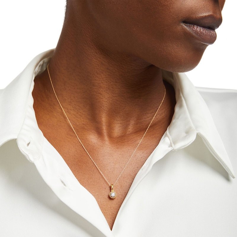 Main Image 2 of 1/6 CT. Diamond Solitaire Bead Frame Drop Pendant in 10K Gold (I/I3)