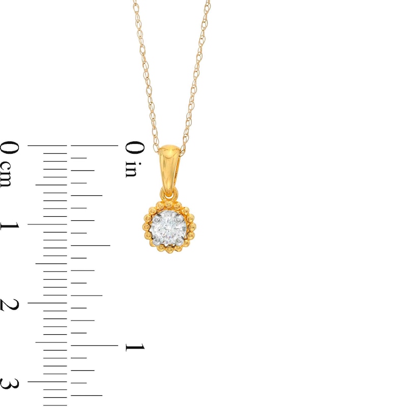 Main Image 3 of 1/6 CT. Diamond Solitaire Bead Frame Drop Pendant in 10K Gold (I/I3)