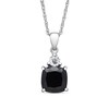Thumbnail Image 1 of 9.0mm Cushion-Cut Onyx and White Topaz Pendant in Sterling Silver