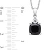 Thumbnail Image 2 of 9.0mm Cushion-Cut Onyx and White Topaz Pendant in Sterling Silver