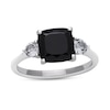 Thumbnail Image 1 of 8.0mm Cushion-Cut Onyx and White Topaz Ring in Sterling Silver