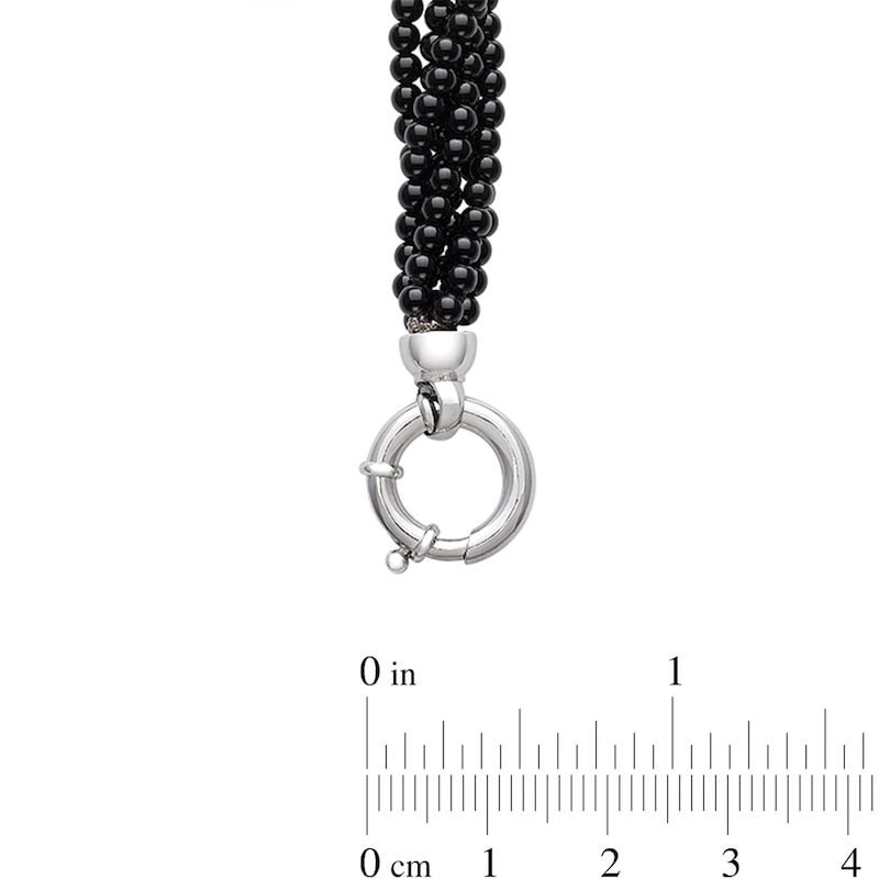 Main Image 2 of Onyx Bead Multi-Strand Necklace with Sterling Silver Clasp - 20"