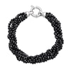 Thumbnail Image 1 of Onyx Bead Multi-Strand Bracelet with Sterling Silver Clasp - 8.0"