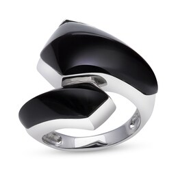 Abstract Onyx Wrap Ring in Sterling Silver - Size 7