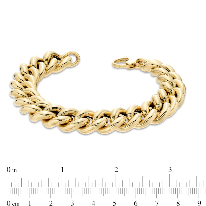 Main Image 4 of Italian Gold 4.0mm Curb Chain Bracelet in Hollow 14K Gold – 8.5"