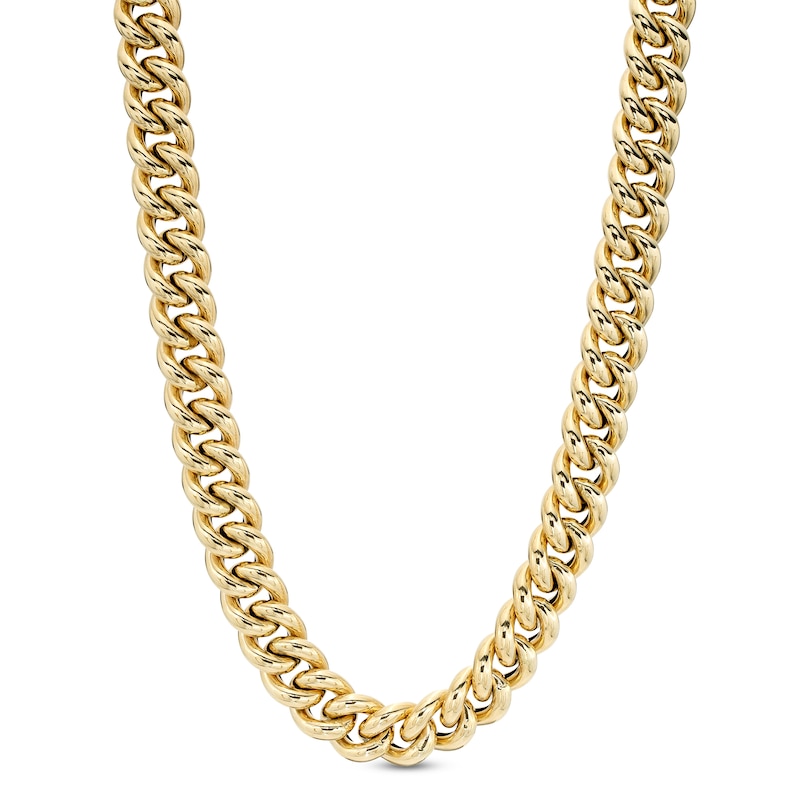 Main Image 1 of Italian Gold 4.0mm Curb Chain Necklace in Hollow 14K Gold - 18"