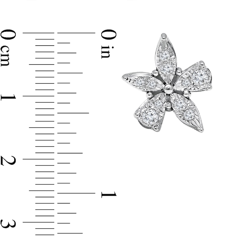 1/15 CT. T.W. Diamond Flower Stud Earrings in 14K White Gold