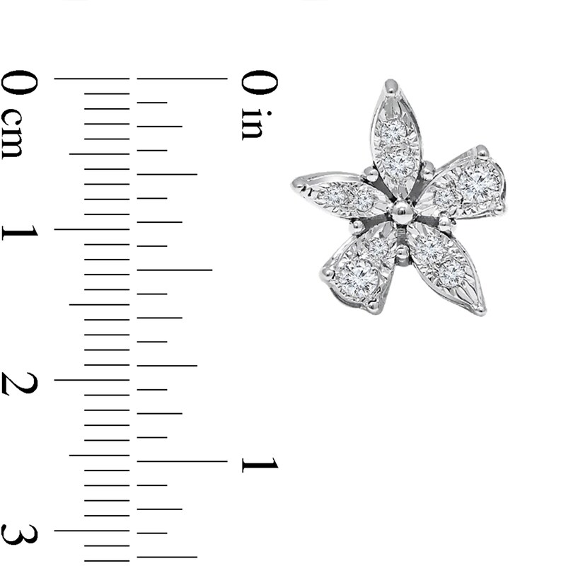 Main Image 2 of 1/15 CT. T.W. Diamond Flower Stud Earrings in 14K White Gold