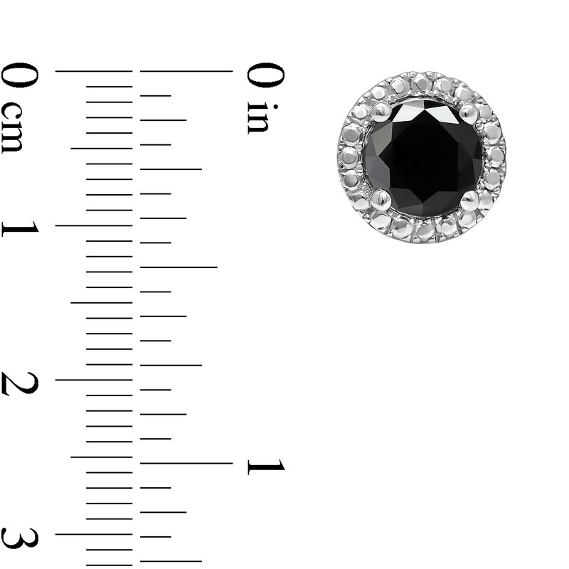 Main Image 2 of 2 CT. T.W. Black Diamond Solitaire Beaded Frame Stud Earrings in Sterling Silver