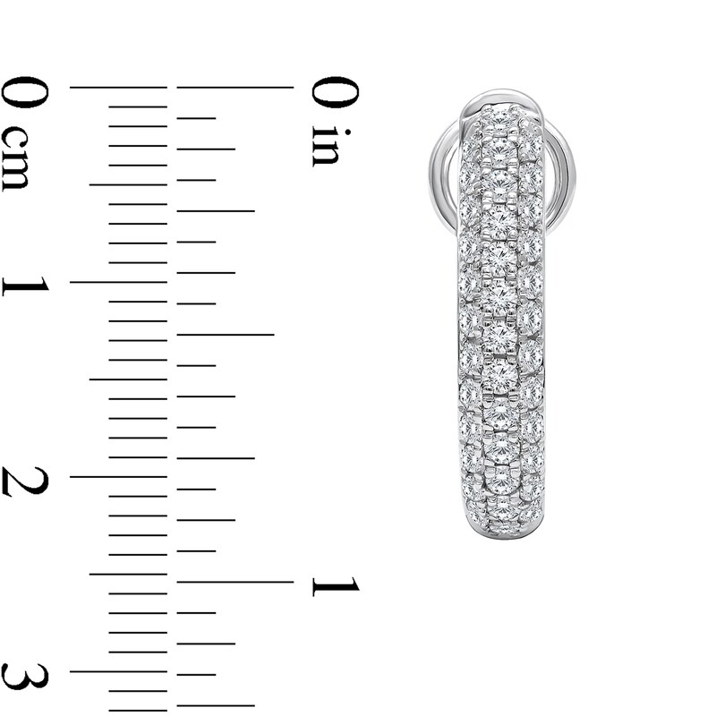 Main Image 2 of 3/4 CT. T.W. Diamond Hoop Earrings in 10K White Gold