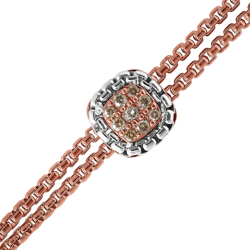 Main Image 1 of 1/3 CT. T.W. Champagne Diamond Station Bracelet in Sterling Silver with 14K Rose Gold Plate