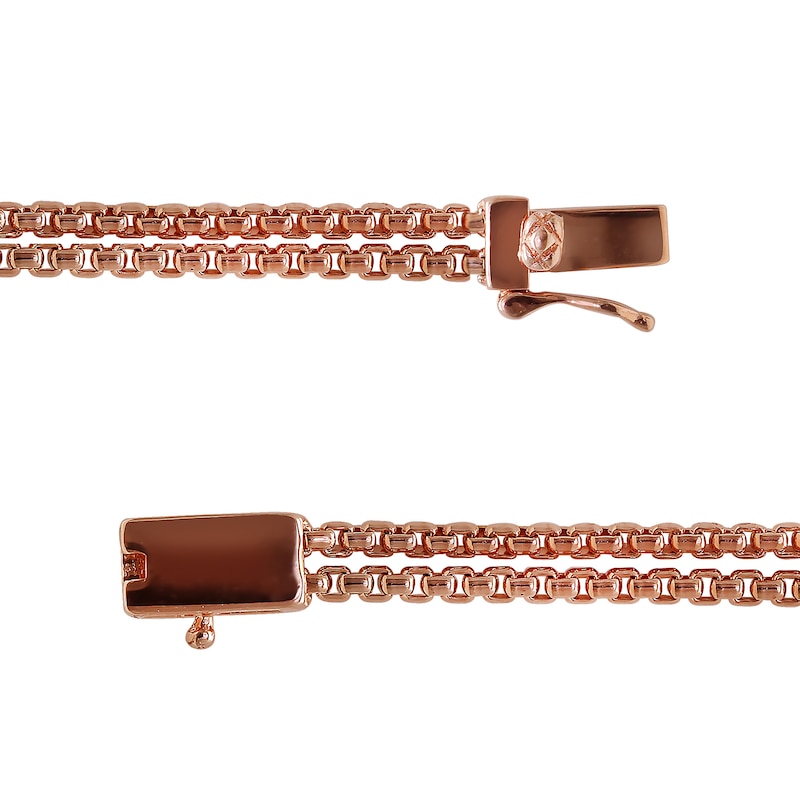 Main Image 2 of 1/3 CT. T.W. Champagne Diamond Station Bracelet in Sterling Silver with 14K Rose Gold Plate