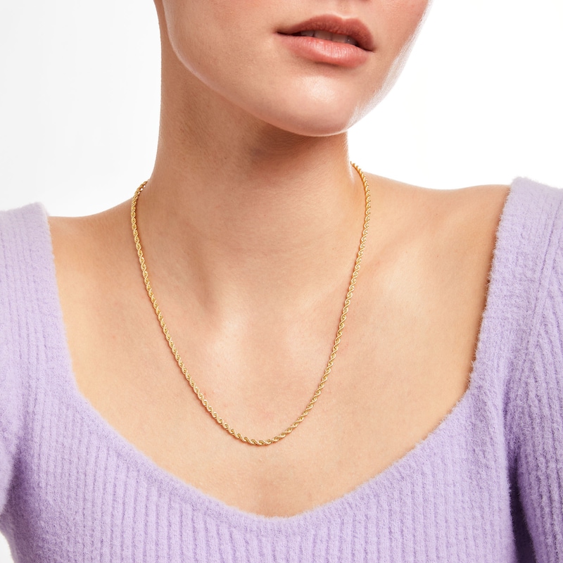 Main Image 3 of 2.7mm Rope Chain Necklace in Hollow 14K Gold - 20"