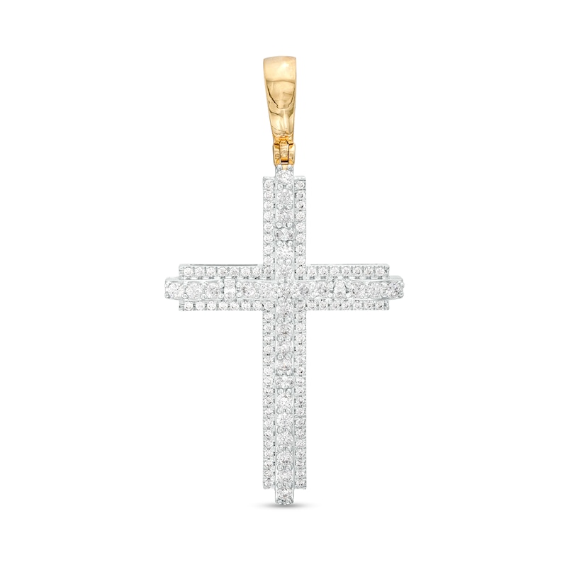 Men's 1-1/4 CT. T.W. Certified Lab-Created Diamond Cross Necklace Charm in 14K Gold (F/SI2)