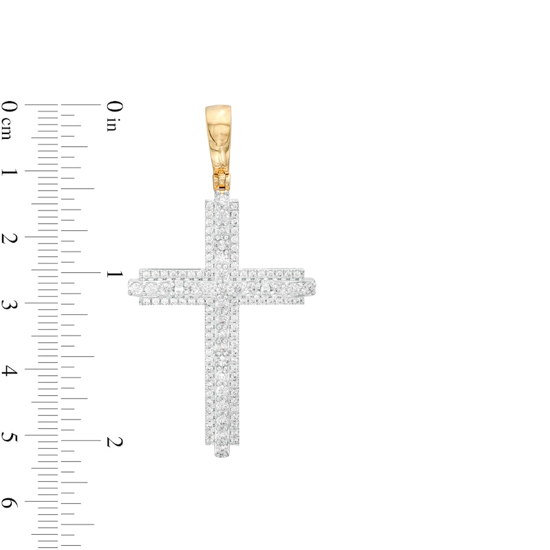 Main Image 2 of Men's 1-1/4 CT. T.W. Certified Lab-Grown Diamond Cross Necklace Charm in 14K Gold (F/SI2)