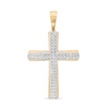Thumbnail Image 1 of Men's 2-1/2 CT. T.W. Certified Lab-Grown Diamond Double Row Cross Necklace Charm in 14K Gold (F/SI2)