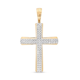 Men's 2-1/2 CT. T.W. Certified Lab-Created Diamond Double Row Cross Necklace Charm in 14K Gold (F/SI2)