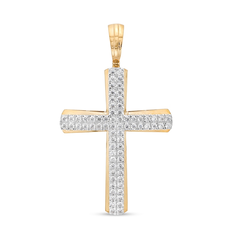 Men's 2-1/2 CT. T.W. Certified Lab-Created Diamond Double Row Cross Necklace Charm in 14K Gold (F/SI2)