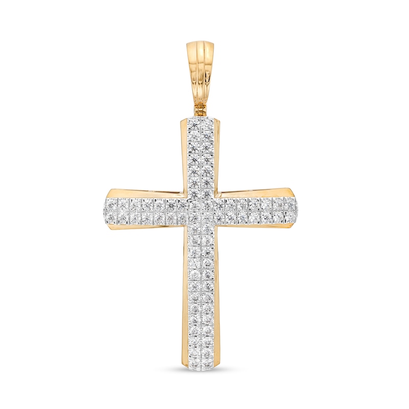 Main Image 1 of Men's 2-1/2 CT. T.W. Certified Lab-Grown Diamond Double Row Cross Necklace Charm in 14K Gold (F/SI2)