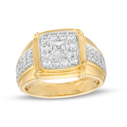Men's 1-3/4 CT. T.W. Certified Square-Cut Lab-Created Diamond Frame Double Row Ring in 14K Gold (F/SI2)