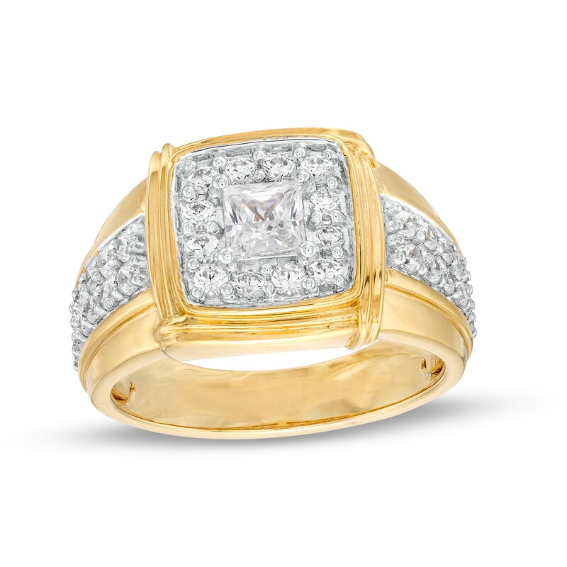 Main Image 1 of 1-3/4 CT. T.W. Certified Square-Cut Lab-Grown Diamond Frame Double Row Ring in 14K Gold (F/SI2)