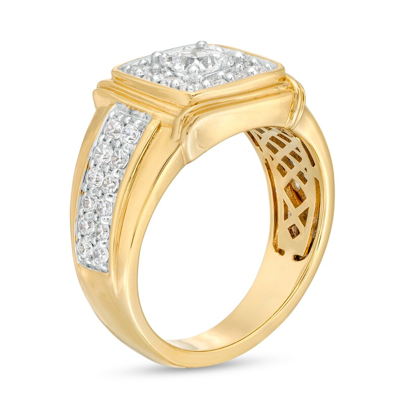 Main Image 3 of 1-3/4 CT. T.W. Certified Square-Cut Lab-Grown Diamond Frame Double Row Ring in 14K Gold (F/SI2)