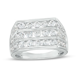 Men's 2-1/2 CT. T.W. Certified Lab-Created Diamond Triple Row Ring in 14K White Gold (F/SI2)