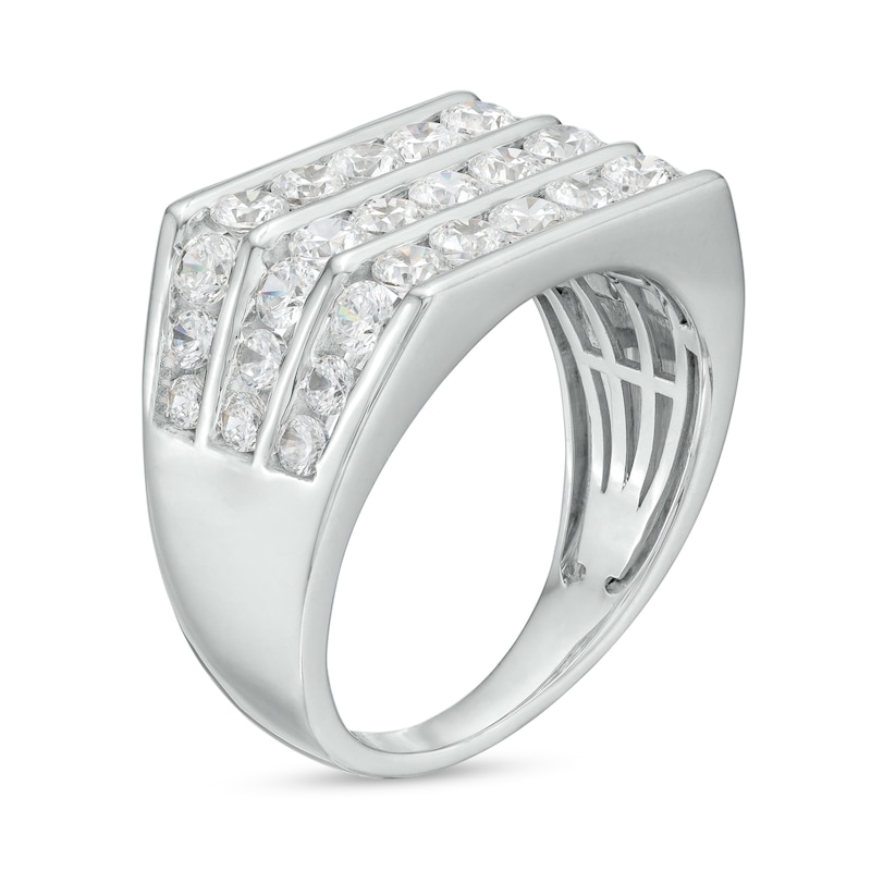 Main Image 3 of Men's 2-1/2 CT. T.W. Certified Lab-Grown Diamond Triple Row Ring in 14K White Gold (F/SI2)