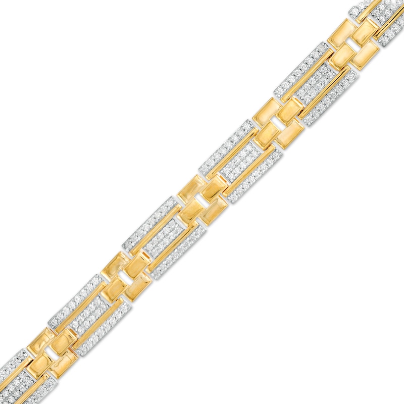 Main Image 1 of Men's 2-1/2 CT. T.W. Certified Lab-Grown Diamond Multi-Row Link Bracelet in 14K Gold (F/SI2) – 8.47"